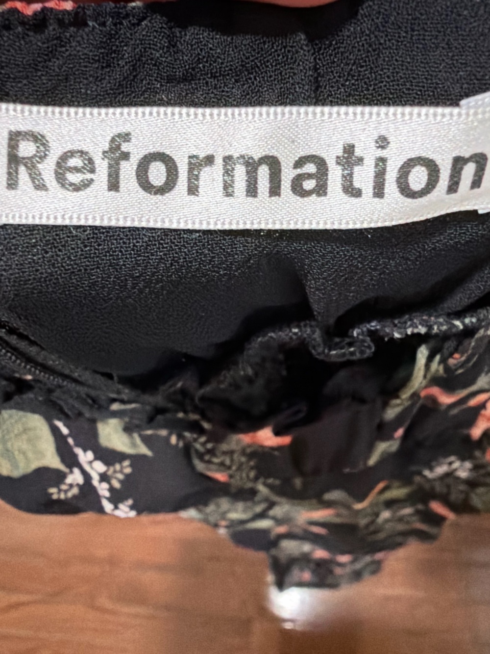 Reformation Black Pink Floral Midi Slip Dress Size 4 - Picture 3 of 4